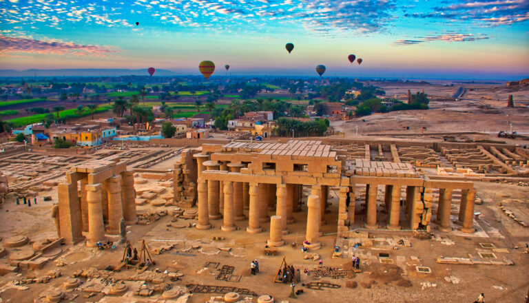 Heißluftballons Luxor Sonnenuntergang